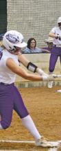 Emma Gray prepares to hit during game one of the bi-district round of playoffs. Photo/Brian Smith