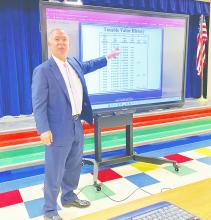 Doug Whitt with Samco Capital explains the bond process to Jacksboro ISD Facilities Committee members. No bond elections has been called yet, but the committee is learning about the district’s needs and wants. Photo/Brian Smith