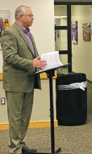 Mike Edgin gives details on the Jacksboro ISD’s audit during the board meeting Monday, Dec. 12. The district received a clean audit. Photo/Brian Smith