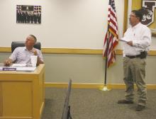 Jack County Sheriff T-Bob Hauger discusses his school resource officer proposal to the Jacksboro ISD board as part of the Monday, June 9 meeting. The board approved hiring deputy Joey Highfill to fill the vacant position. Photo/Brian Smith