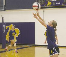Bryson senior Braydee Thorne sets a ball for a teammate during practice last week. Head coach Mandy Cernosek has 17 girls out for volleyball this year. Photo/Brian Smith