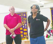 Taylor Johnson, right, and Glenn Parker with the American Red Cross speak on the need for volunteers in Jack County during a recent Jacksboro Lions Club meeting. The nearest volunteer in the case of a fire in Jack County is in Wichita Falls, nearly an hour away. Red Cross volunteers distribute toiletries and are able to help in a variety of ways.