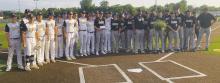Members of the Perrin baseball team made a donation for the tornado recovery to the Gordon baseball team before the squads’ game one of their regional final series late last month. Gordon was struck by a tornado Sunday, May 18. Contributed photo