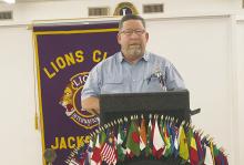 Jack County Sheriff T-Bob Hauger speaks to Jacksboro Lions Club members about his first days in office. Photo/Brian Smith