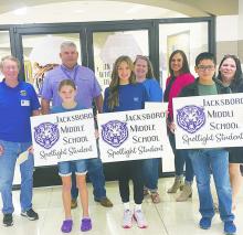 Jacksboro Lions Club members honored JMS spotlight students for the first six week grading period for “doing the right thing.” Each grade selected one student for the award. Photo/Brian Smith