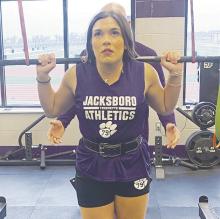 Landrie Valenzuela prepares for the state meet in powerlifting for the fourth straight year. Photo/Brian Smith