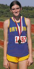 Freshman runner Joslyn Whitfill led the Bryson Cowgirls varsity team with her 8th place finish last Wednesday at the Poolville “Battle of the Back 40” cross country meet. Photo/Kylie Bailey