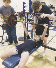 Julius Kirma takes part in the Pirate Powerlifting meet Friday, Jan. 26. Photo/Mary Jo Watson