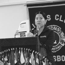 Kristal Acosta with the Moncrief Cancer Institute speaks to Jacksboro Lions Club members Wednesday, Jan. 25 about the risks and symptoms of several common signs and symptoms of forms of common cancer including lung, colorectal and cervical cancer. The MCI will be having a mobile mammogram screening station Feb. 22 at Faith Community Hospital. Women are urged to get a mammogram. Photo/Brian Smith