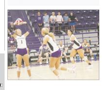 Starr Wesson (13) bumps a return during the Tuesday, Sept. 10 match in Graford. The Tigerettes suffered a loss. Photo/Brian Smith