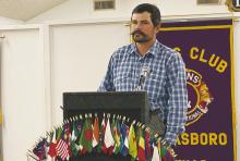 Conservationist Corban Hemphill spoke to Jacksboro Lions Club members about what the Natural Resources Conservation Service does. Photo/Brian Smith