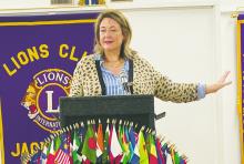 Leann Johnson of CASA Wise/Jack County speaks to Lions Club members on what the club is about and how the public can help during its Wednesday, Feb. 12 meeting. Photo/Brian Smith