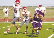 Diego Guerrero runs the ball after a kickoff during the JV White game Thursday, Sept. 19. The Tigers will host Burkburnett in its next game Thursday, Sept. 26. Photo/Brian Smith