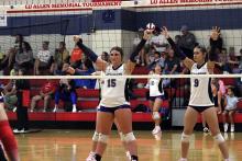 Brooke Reaves and Lyla Brown lined up defensively Saturday, Aug. 23. Reaves and Brown have been a consistent presence for the Tigerettes defensively so far this year. Photo/Alex Havardansky