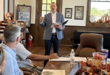 Jacksboro Economic Development Corporation considers the need for a housing study as Director of Community Partnerships Tyler Suddeth outlines what data is collected for the study and how to put that data into action as part of the community needs assessment. Photo/AshleyAnderson