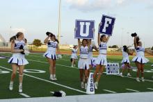 The Jacksboro Cheer team pumps up the crowd at the “Meet the Tigers and Tigerettes” event. The Cheer team was one of several events that were introduced to the community for fall sports. Photo/Ashley Anderson