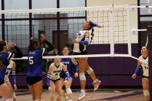 Jaydah McComack goes up for a kill Saturday, Aug. 16. McComack has risen as a leader for the team going into the season. 