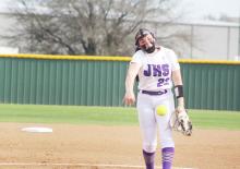 Shelby Seaberry fires a pitch during the Tigerettes’ 16-6 win over Bowie on Tuesday, March 18. The squad returns to action in Bowie Saturday, March 22. Photo/Brian Smith