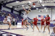 Rylee Bennett goes underneath the basket for a layup in one of the Tigerettes’ previous matchups. Bennett scored 11 points in Jacksboro’s tournament win Monday, Nov. 24 over the Chico Lady Dragons. Photo/Ashley Anderson