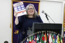 Tracy Barrett of Workforce Solutions of North Texas is the guest speaker at Jacksboro Lions Club Wednesday, Sept. 10. Barrett highlighted beneficial free programming for both employers and job seekers as well as a hiring fair for Lindsey State Jail Friday, Sept. 19 at the First Baptist Church of Jacksboro. Photo/Ashley Anderson