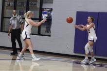 The Tigerettes inbound the ball offensively Friday, Dec. 5 against Bellevue. The Tigerettes defeated the Lady Eagles 47-43 in a tight contest. Photo/Ashley Anderson
