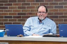 Jacksboro City Council Mayor Pro Tem Joel Hood listens to discussions. The council approved an ordinance amendment Monday, April 27 allowing organizations to charge admission fees to events held on city-owned property. Photo/Ashley Anderson
