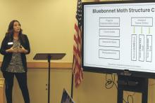 Region 9 Education Service Center representative Alex Shank presents Bluebonnet Learning curriculum concepts to the Jacksboro School Board. Photo/Ashley Anderson