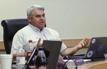 (Photo/Ashley Anderson) Jacksboro ISD Superintendent Brad Burnett outlines the new campus cellphone policy expected to be approved in August.