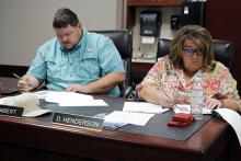 Perrin-Whitt CISD will hold a public meeting Tuesday, Sept. 16 to discuss financial integrity, or FIRST, ratings. The Texas Education Agency released preliminary results where PWCISD earned an A rating with a perfect score of 100 points. Pictured are board members Chad Lambert and Delania Henderson. Photo/Ashley Anderson