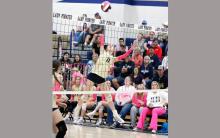 Shiloh Wilson prepares to swing at a ball for a kill attempt during one of the Lady Pirates matches. Wilson has been a consistent offensive presence for the team throughout the year. Photo/Ashley Anderson