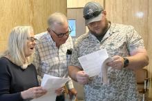 Candidates for Jack County Commissioner Precinct 2 Ronald Fizgerald and Bob Ricks assess unofficial election totals at the courthouse after polls close Tuesday, March 3. Fitzgerald came away with 54.89% of the vote while Ricks received 33.78% of the vote. Photo/Ashley Anderson