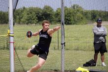 Will Treadway qualifies for the 3A Region I Track Meet at Abilene Christian University May 1-2 after placing second in the discus at the area meet Thursday, April 16 in Jacksboro. Photo/Ashley Anderson
