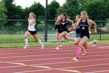 Emory Inman competes at the area track meet Thursday, April 16 in Jacksboro. Inman qualified at the regional meet for state competition in the 100-meter dash. Photo/Ashley Anderson