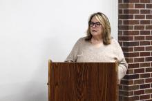 Jacksboro Economic Development Corporation Executive Director Brenda Tarpley speaks to city council members Monday, Jan. 26. Jacksboro City Council enacted a resolution authorizing the EDC to purchase property on south Main Street. Photo/Ashley Anderson