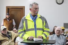 Jacksboro City Manager Mike Smith provides details at Commissioners Court Monday, Feb. 23 in the land lease agreement between the city and Jack County to relocate the city’s bulk water station to county-owned property. Photo/Ashley Anderson