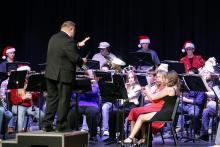 Jacksboro Band DIrector Scott Patricia leads the high school band during their annual Christmas concert on Thursday, Dec. 18 in the middle school auditorium. Photo/Ashley Anderson