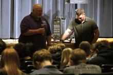 The Jacksboro community holds a prayer vigil at Jacksboro Middle School auditorium Thursday, Nov. 20 for the victims and their families of the fatal two-vehicle wreck that claimed five lives and injured two others on Sunday, Nov. 16. Photo/Ashley Anderson