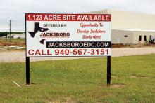 A sign advertises lots available from the Jacksboro Economic Development Corporation in the Lumar Addition near the hospital. The JEDC amended a resolution Monday, May 4 to contract with Five Star Lodging to build a multi-level hotel, with the first reading to be heard by the city council Monday, May 11. Photo/Ashley Anderson