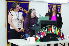 Jack County STOMP speaks at Jacksboro Lions Club Wednesday, Feb. 11, detailing progress to expand drug prevention education into Wise County. From left is Student Relations Specialist Heather Crowley, Research and Development Coordinator Cailli Perry and Executive Director Katy Hammond. Photo/Ashley Anderson