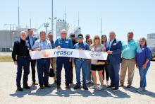 Local landowners along with representatives from Jack County and Repsol celebrate the commissioning of the Pinnington Solar project near Bryson after a ribbon cutting ceremony held Wednesday, May 13. The 825-MW facility went online in April. Photo/Ashley Anderson