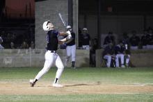 Padun Seaberry pops the ball into foul territory. Jacksboro kept Bowie off the bases Friday, March 20 in the Tigers’ 2-0 win against the Jackrabbits. Photo/Ashley Anderson