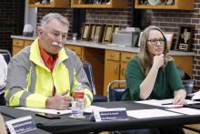 Jacksboro City Manager Mike Smith and City Secretary Shalyn Burritt present information Monday, March 23 to the city council regarding DialMyCalls, a mass notification system that could add another layer of communication between the city and its residents. Photo/Ashley Anderson