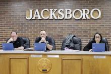 Jacksboro City Council discusses Monday, March 9 an agreement between the city and Jack County to lease county-owned land to relocate the city’s bulk water distribution station. After reaching an agreement, the city looks at bids submitted to clear trees and brush on the property located on FM 3344 near the Jack County Law Enforcement Center. Photo/Ashley Anderson