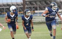 The Perrin-Whitt Pirates football team out on field for one of their games. The Pirates lost to the Aquilla Cougars 60-12 this past week. JHG file photo