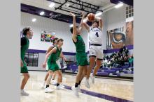 Hoytt Wesson puts up a layup Tuesday, Jan. 6 against the Iowa Park Hawks. Wesson scored eight points in a well fought effort for the Tigers in their 60-50 loss to the Hawks. Photo/Ashley Anderson