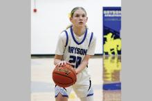 Kinsley Rowe attempts a free throw in one of the Cowgirls’ previous matchups. Rowe scored three points in the Cowgirls’ win Monday, Dec. 29 against the Alvord Lady Bulldogs. Photo/Ashley Anderson
