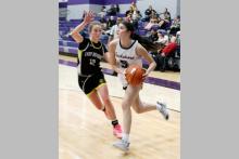 Kennedy Lowther drives to the basket Tuesday, Dec. 9 against Chico. The Tigerettes were in control from the start of the game and won 47-31 over the Lady Dragons. Photo/Ashley Anderson