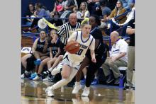 Kinsley Rowe makes a move past a defender Tuesday, Nov. 18 against the Wichita Falls Christian Lady Stars. Rowe scored eight points on the night in the Cowgirls’ win over the Lady Stars. Photo/Ashley Anderson